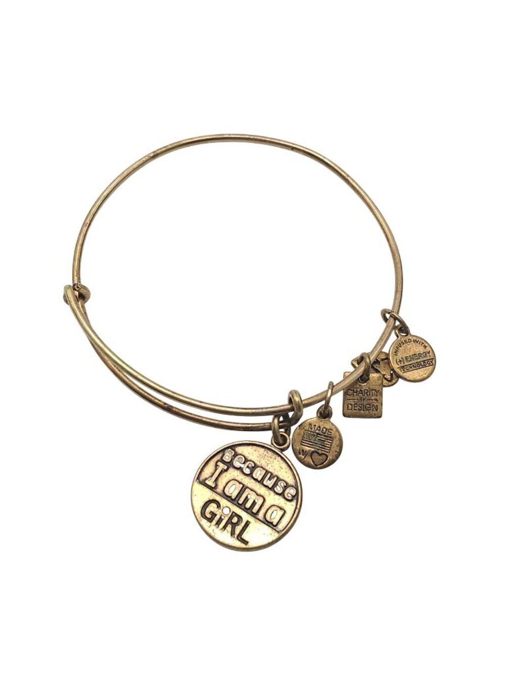 Alex And Ani Charity By Design Gold-Tone Bracelet "Because I Am A Girl" 2013